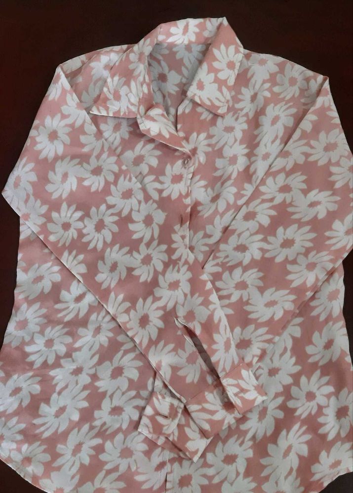 Quick dry -pretty peach floral shirt women