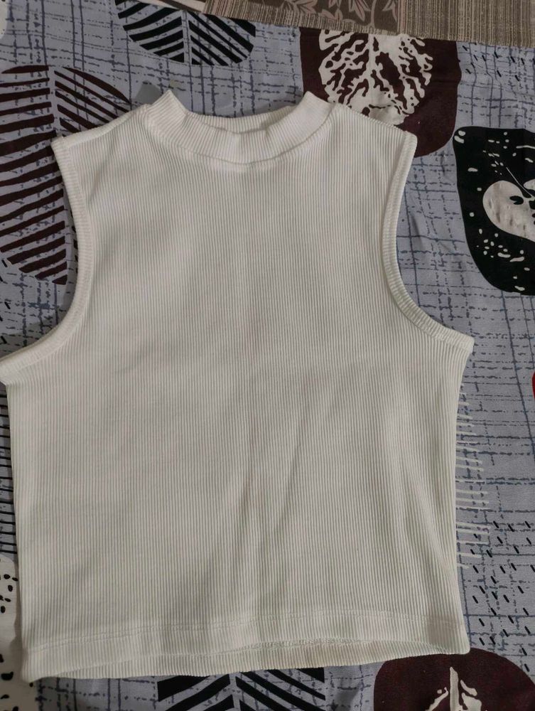 White Sleeveless Tank Top