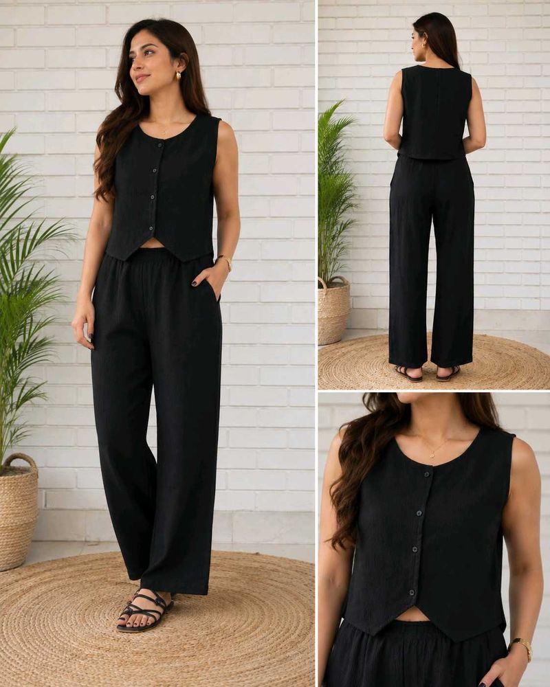 Chic Black Sleeveless Co-ord Set