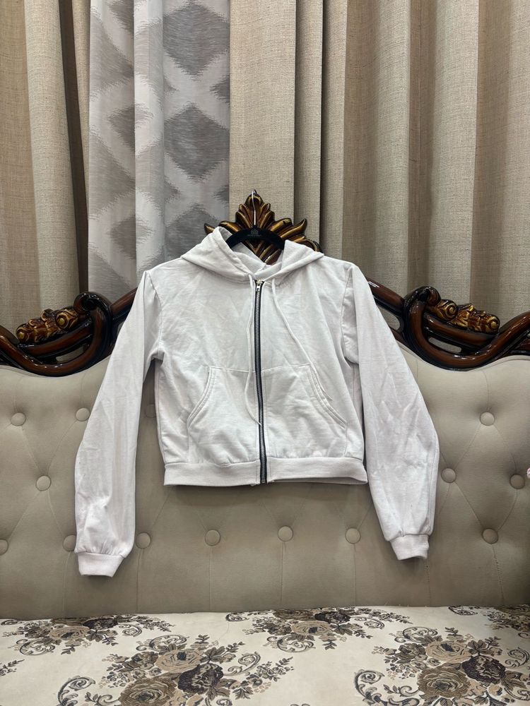 White Zip-Up Hoodie