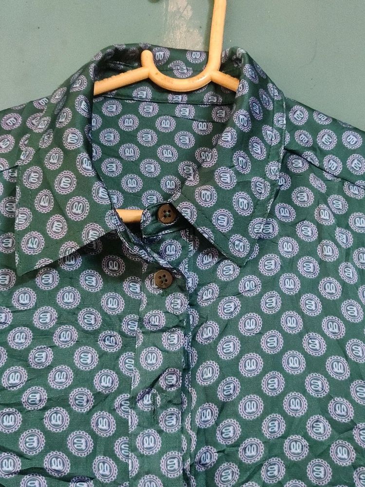 Vintage Patterned Button-Down Shirt
