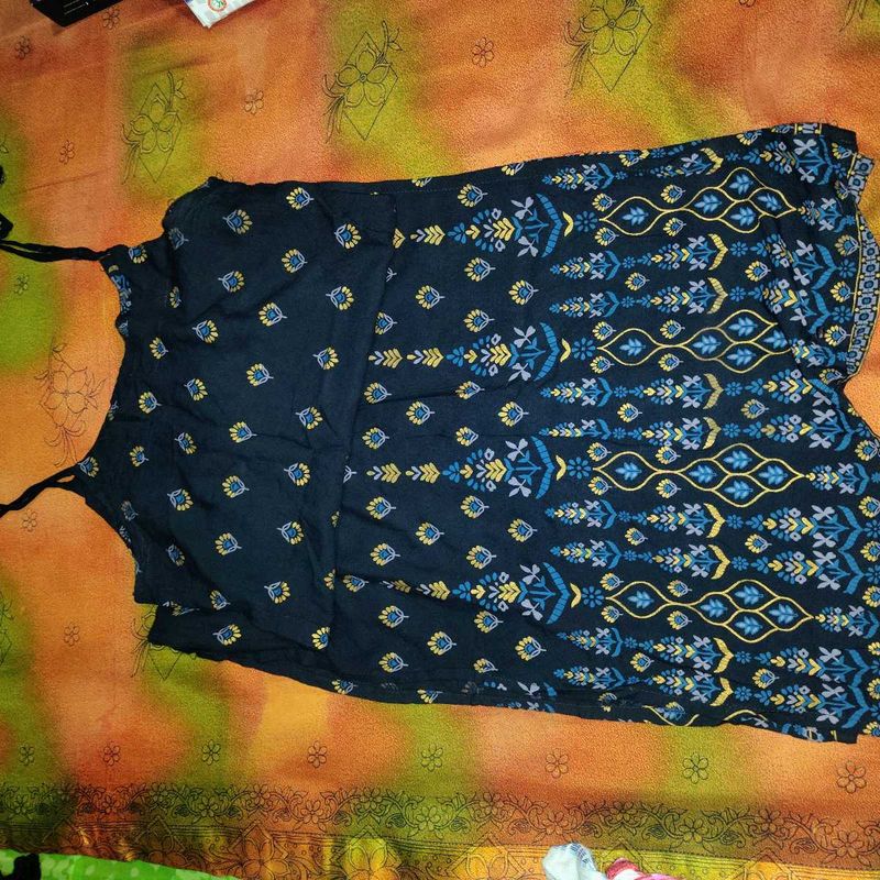 Festival Strappy Black Print Summer kurti