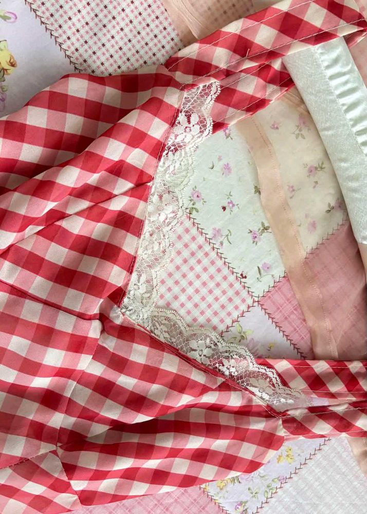 Red Gingham Lace Trim Dress