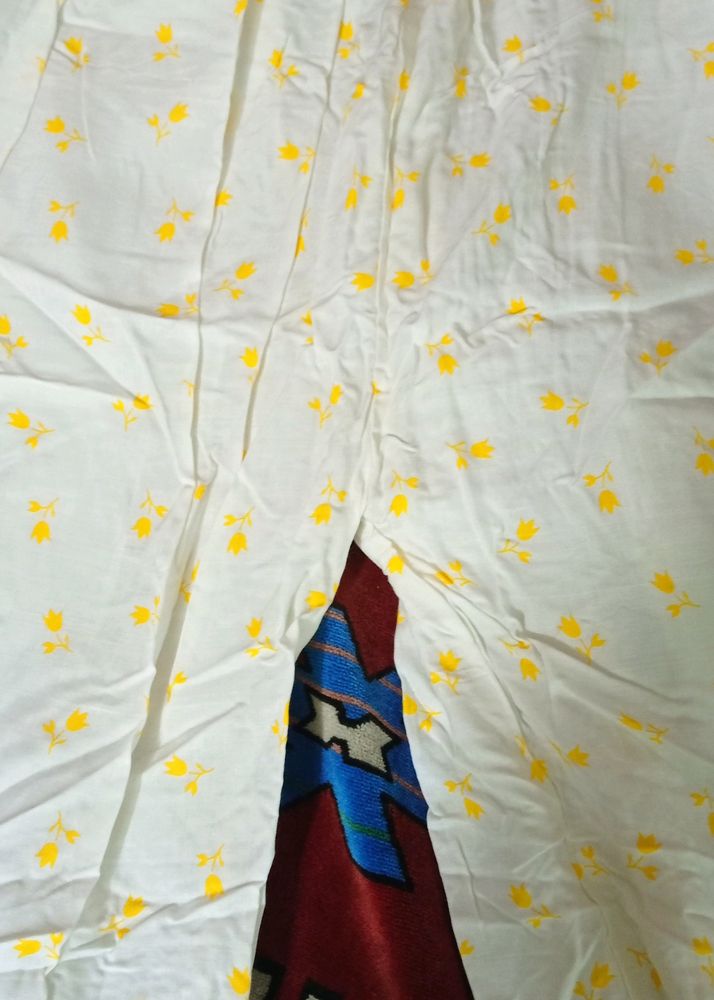Plazzo Pant -White And Yellow- M Size