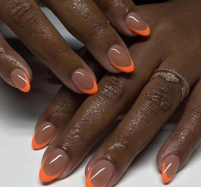 Orange French Tip Nails