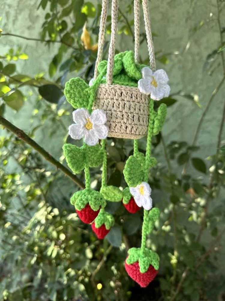 ⋆.˚𔓐𑇓Crochet Strawberry Plant Decor⋆.˚𔓐𑇓