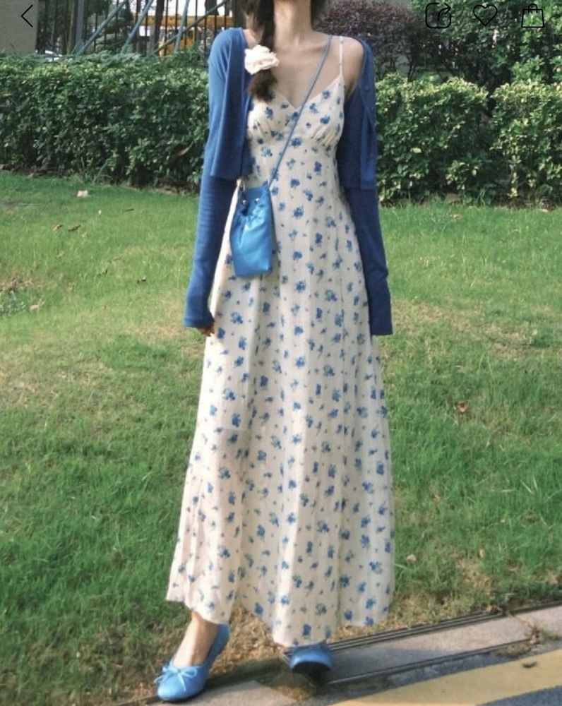 Floral Midi Dress with Cardigan