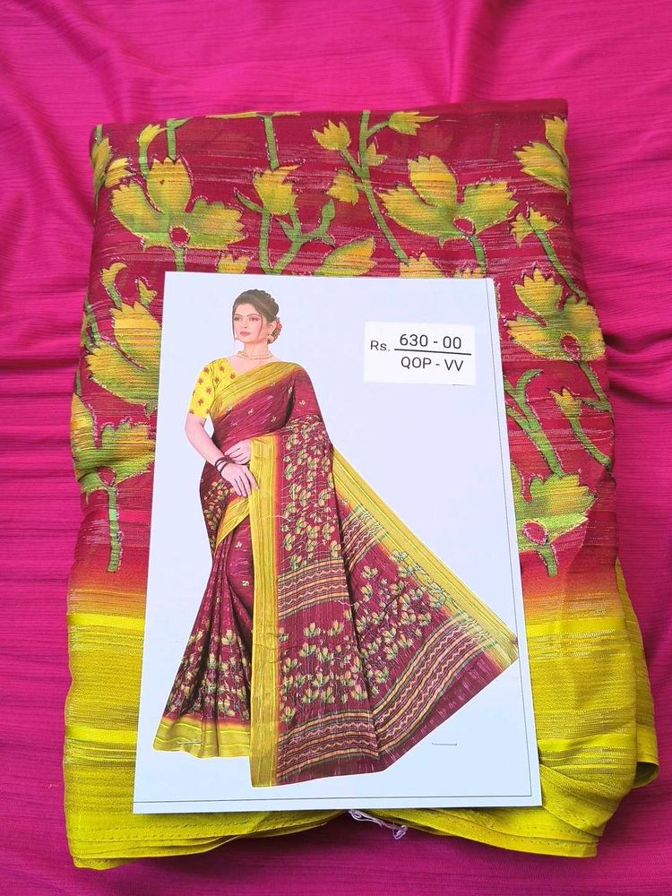 Maroon Floral Print Saree