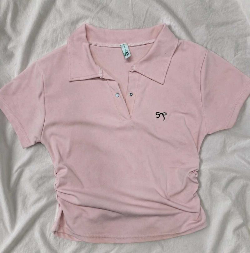 🎀 Newme Baby Pink Polo Top 🌸