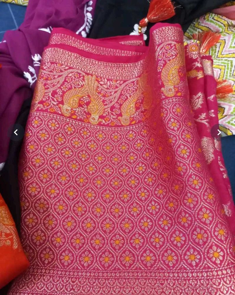 Beautiful Pink Banarasi Silk Suit set