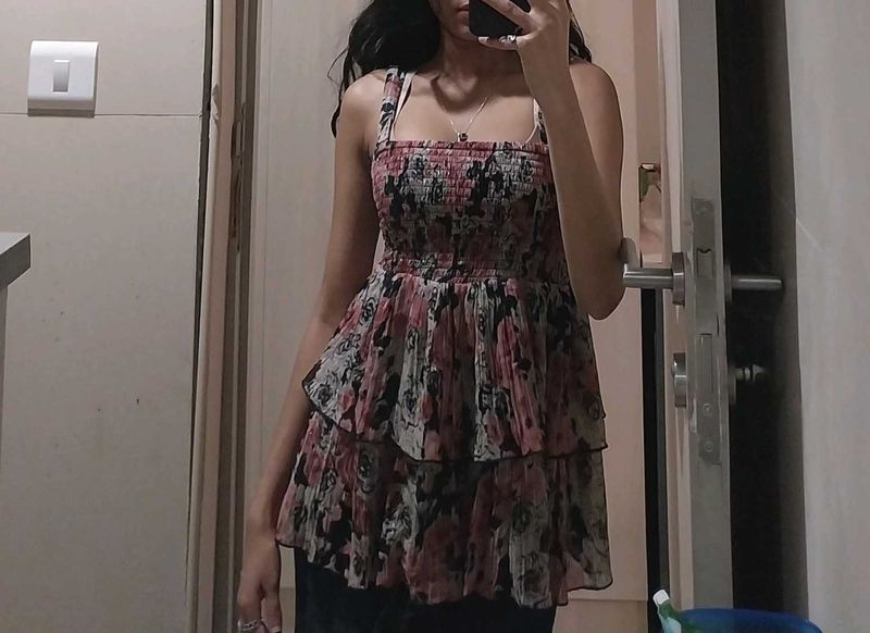 Floral Smocked Ruffle peplum top