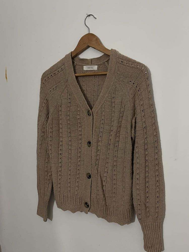 Women's Beige Knit Cardigan