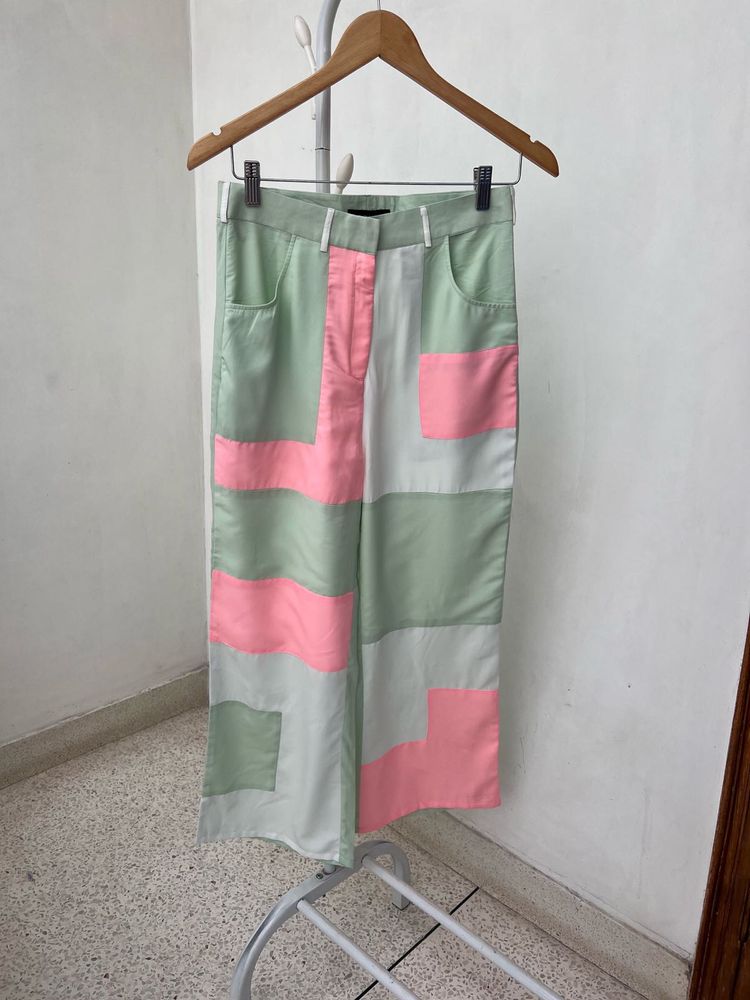 Patchwork Wide Leg Trousers