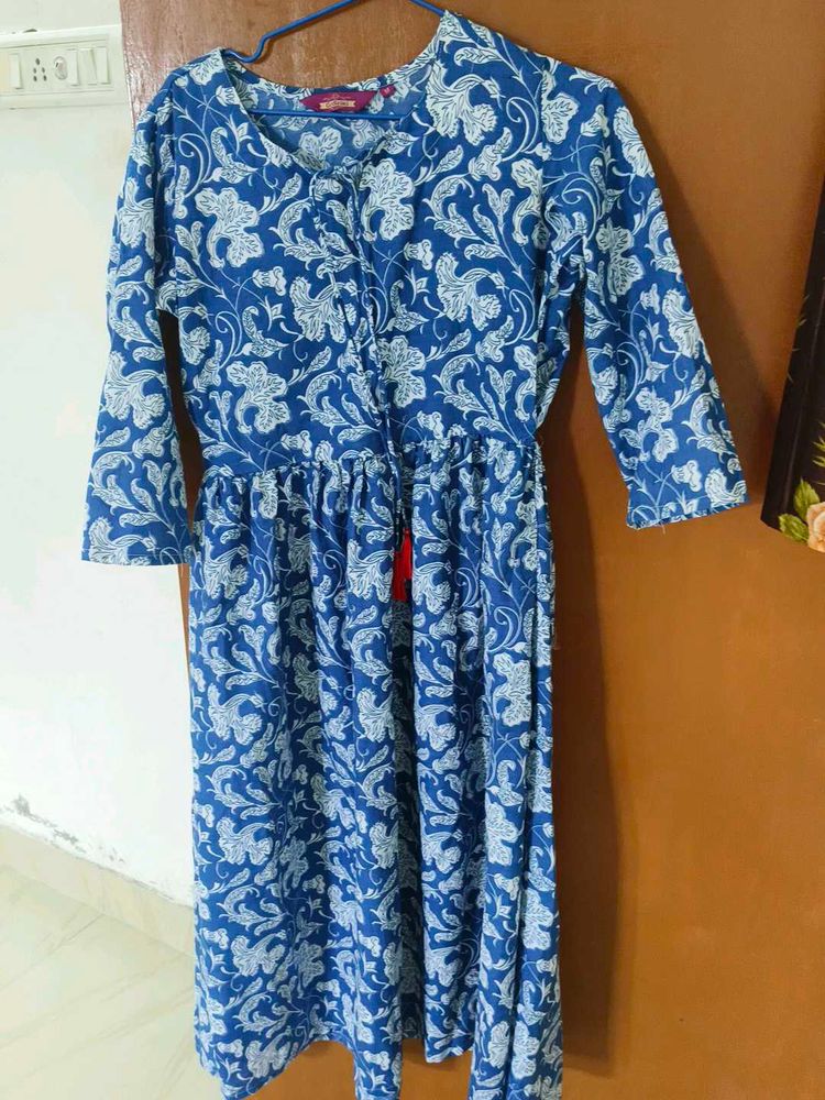 Blue Floral Print frock