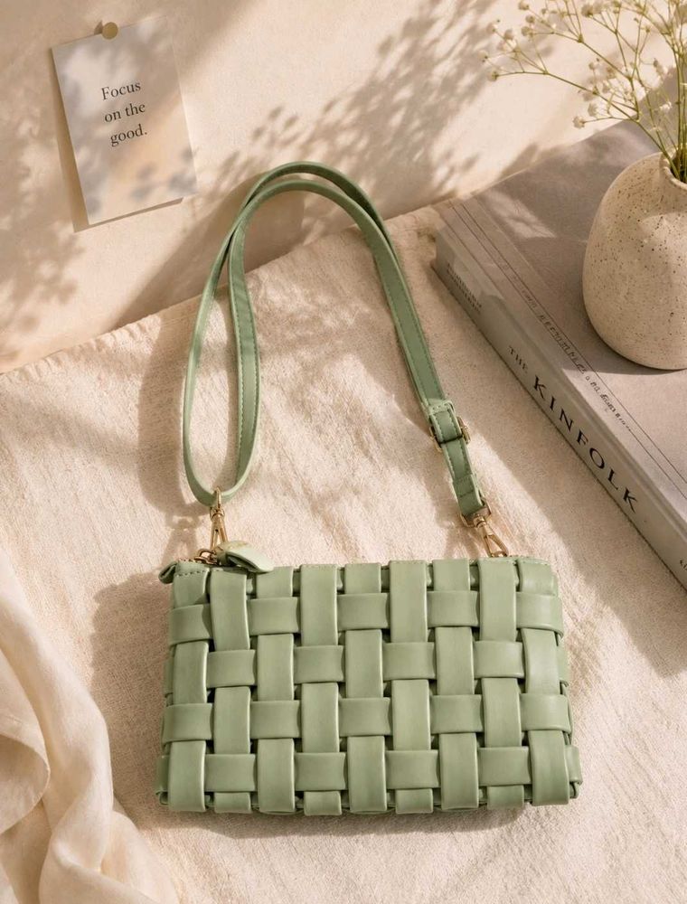 Mint Green Woven Clutch