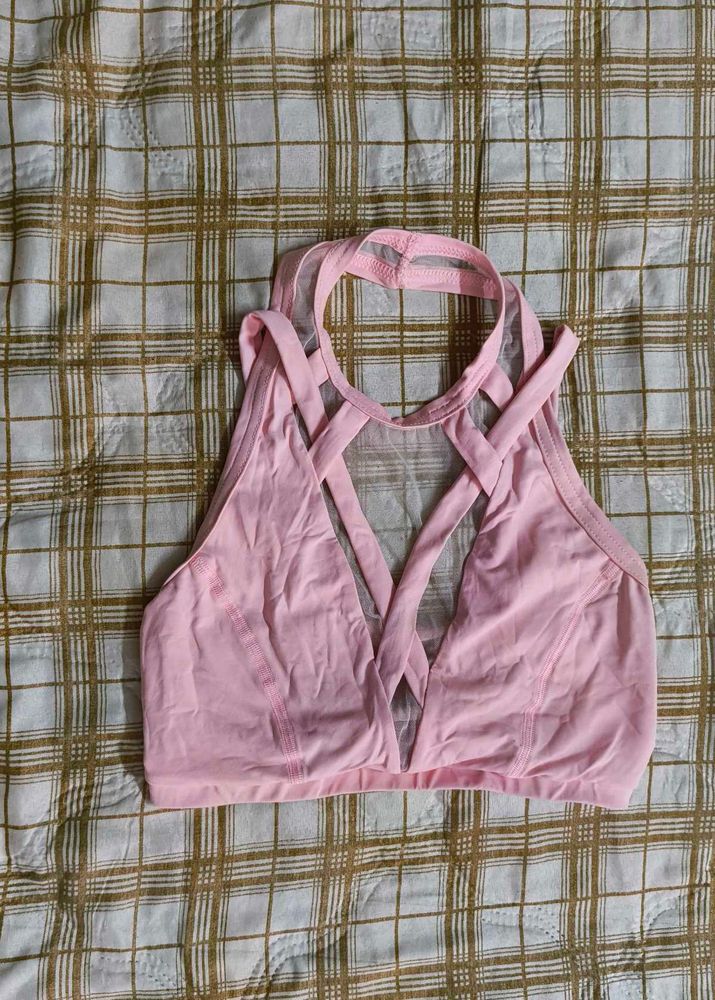 Pink Criss-Cross Sports Bra