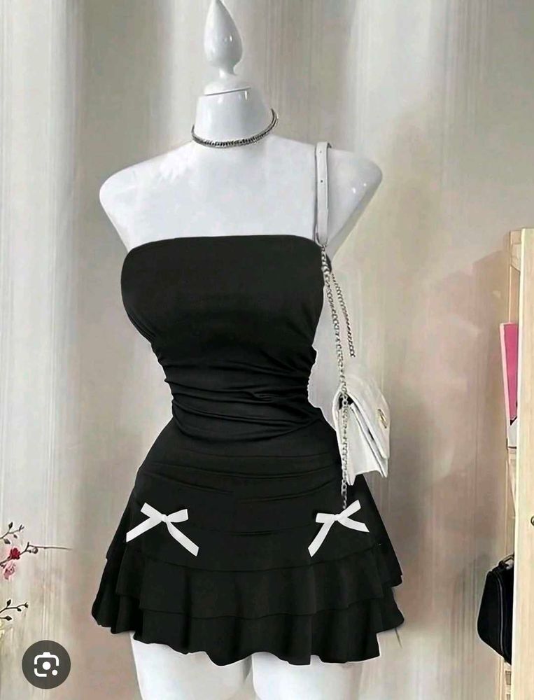 Cute Black Strapless Mini Dress