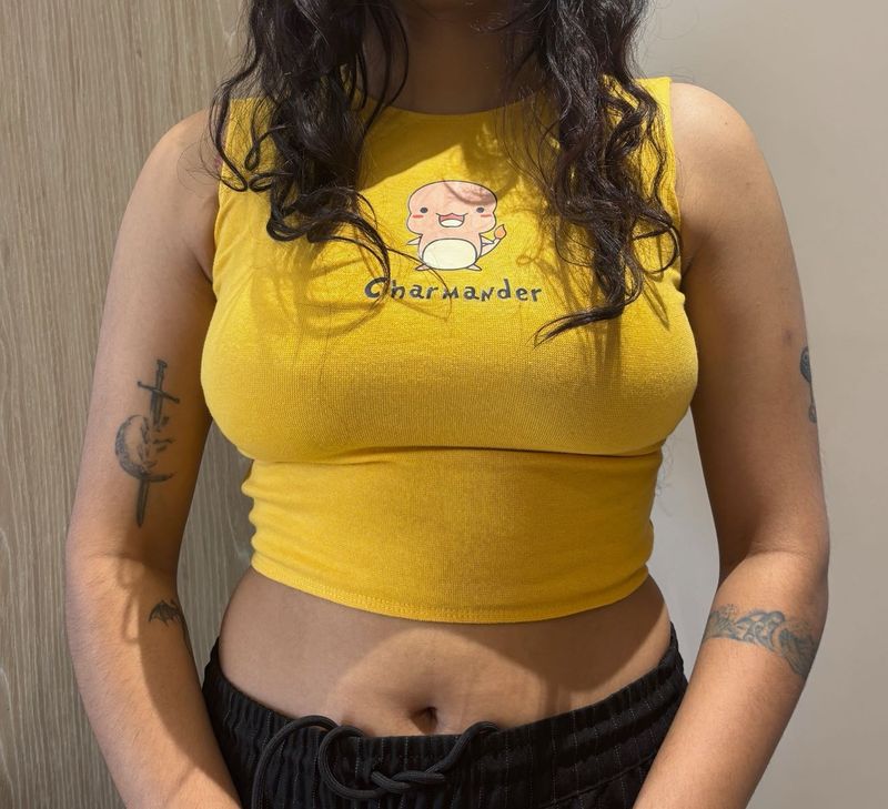 Yellow Charmander Cropped Tank Top