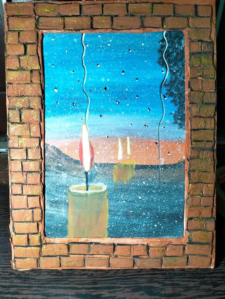 Handmade Candlelight Window Painting
