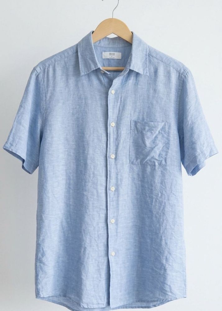 UNIQLO  Short Sleeve Linen Shirt - Blue