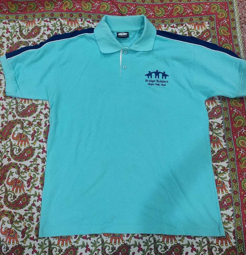 Aqua Blue Polo Men T-Shirt
