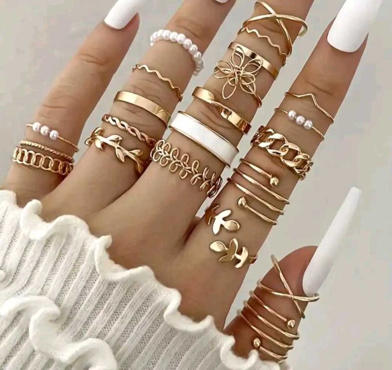 Boho Stacking Ring Set - Gold Tone