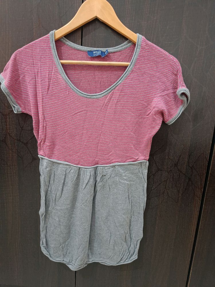 Lovely Red And Grey Top From wills Sport
