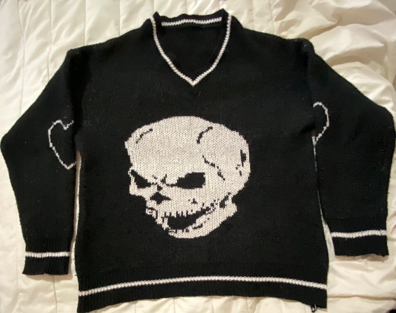 Black Skull Knit Sweater