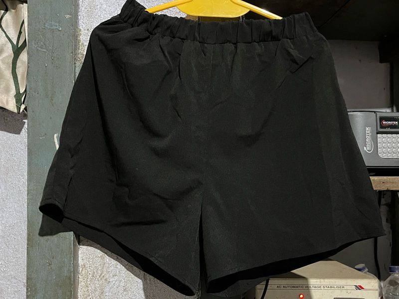 Black Elastic Waist Shorts