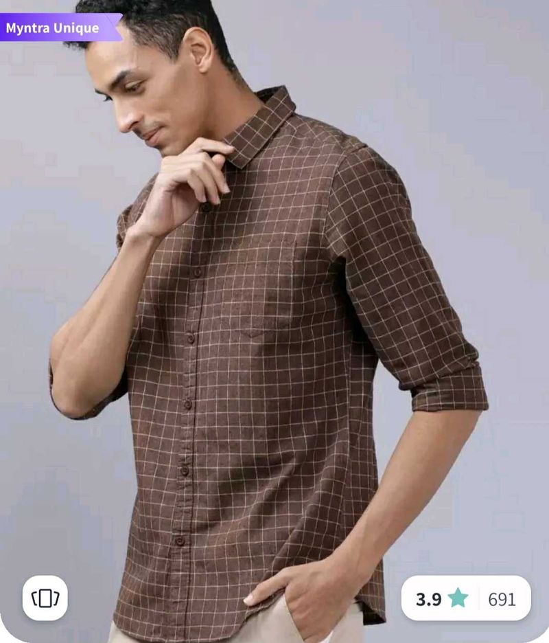 Highlander Brown White Check Shirt