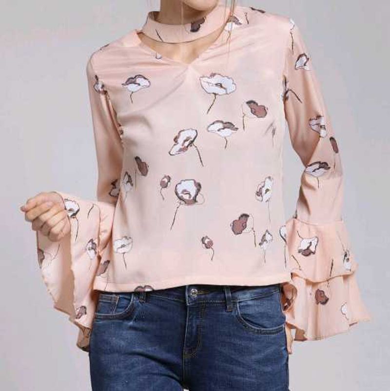 Chic Floral Bell Sleeve Top