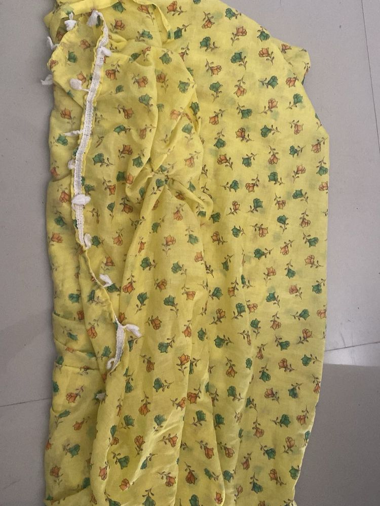 Floral Print Yellow Dupatta