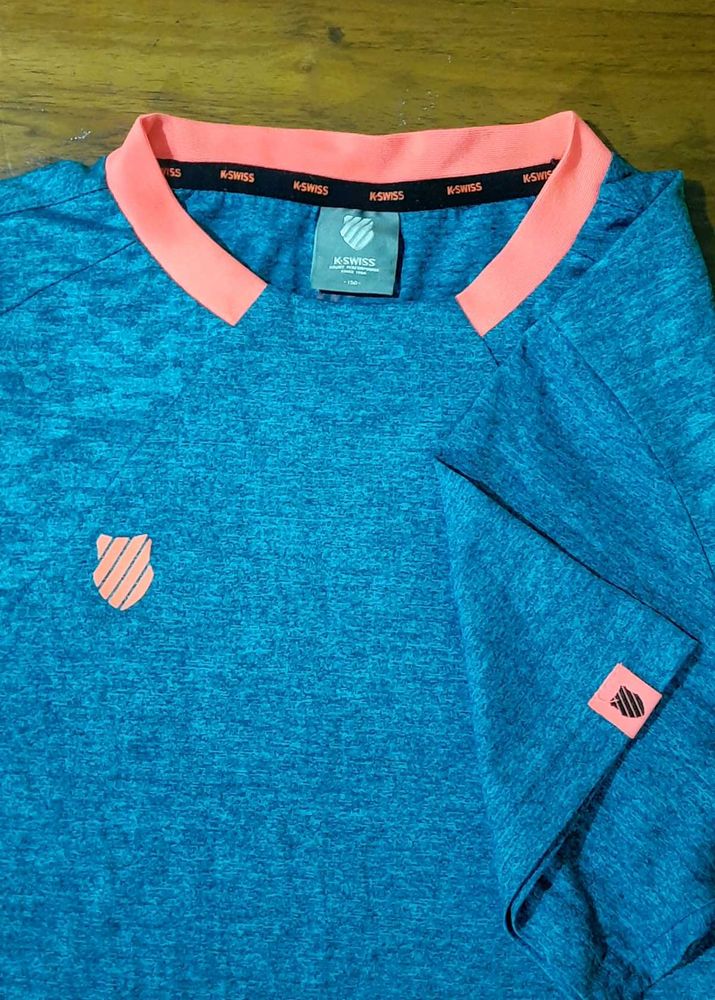 K-Swiss Blue &amp; Coral Polo Shirt