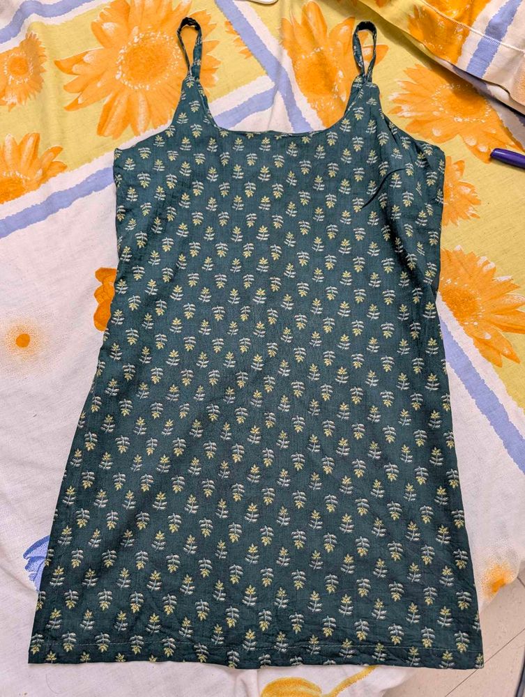 Green Floral Print Mini Dress