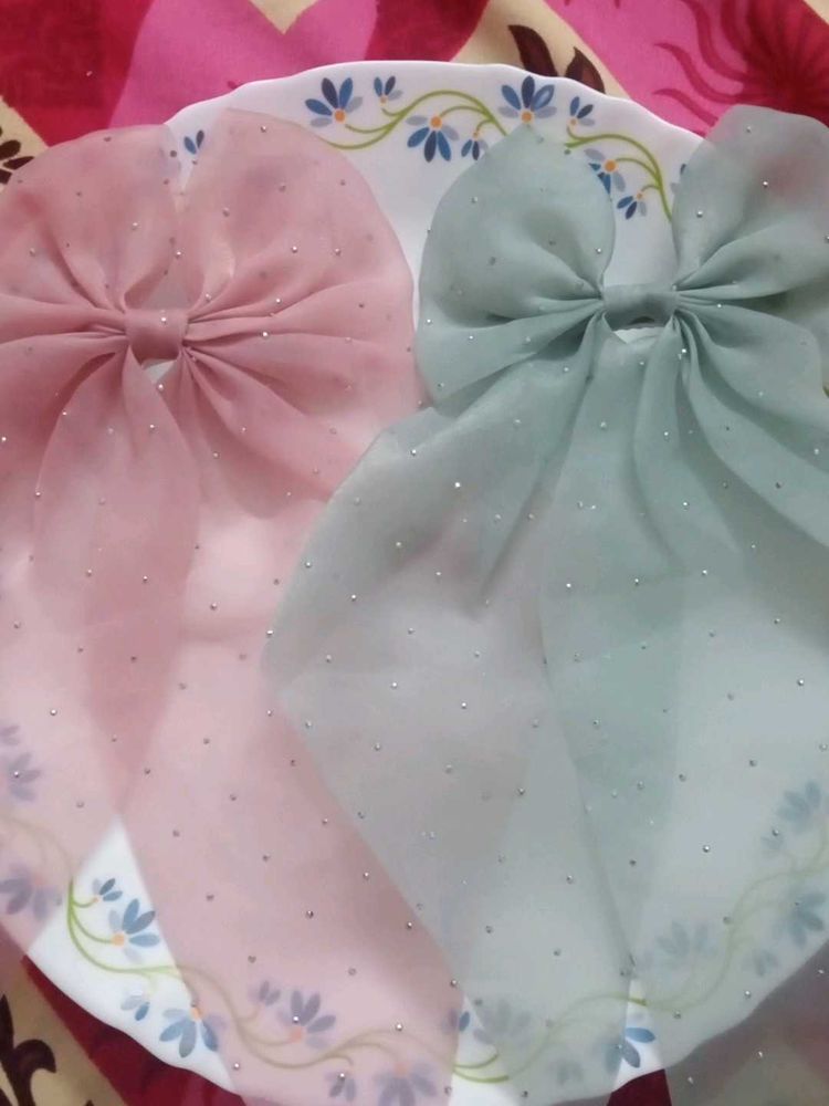 Sparkly Bow Hair Clips Set