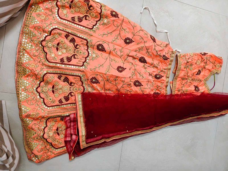 Designer Peach Lehenga Choli Set