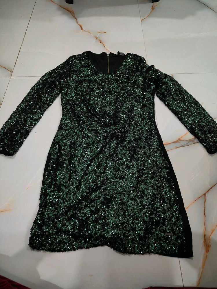 Emerald Sequin Mini Dress