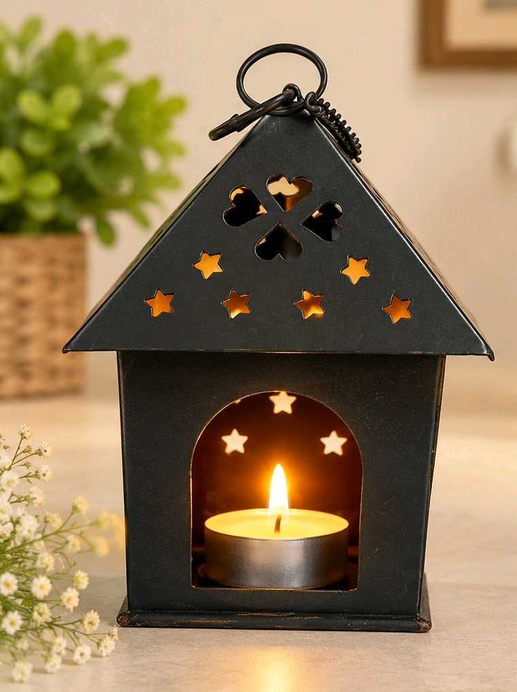Cozy House Shaped T Light Candle Holder Star &amp; ❤️