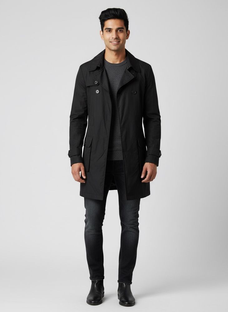 Stylish Black Trench Coat