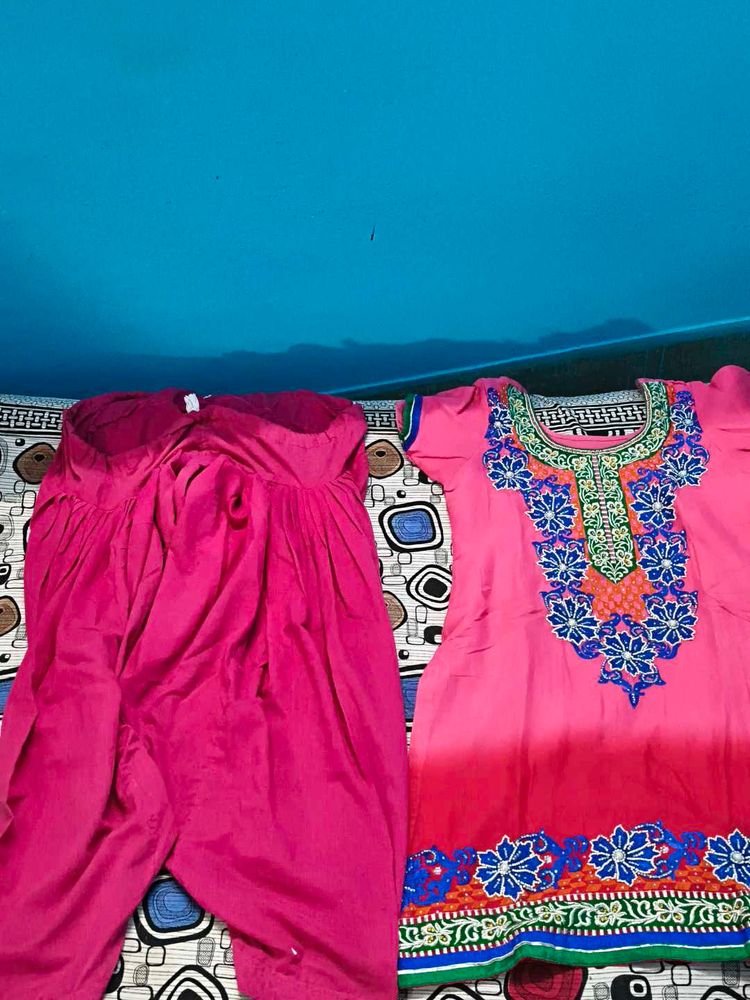 Pink Embroidered Kurta Set