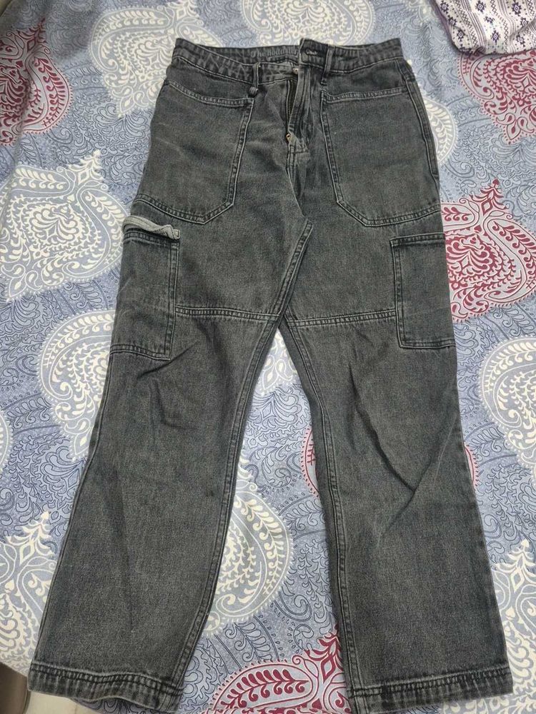 Stylish Grey Cargo Jeans
