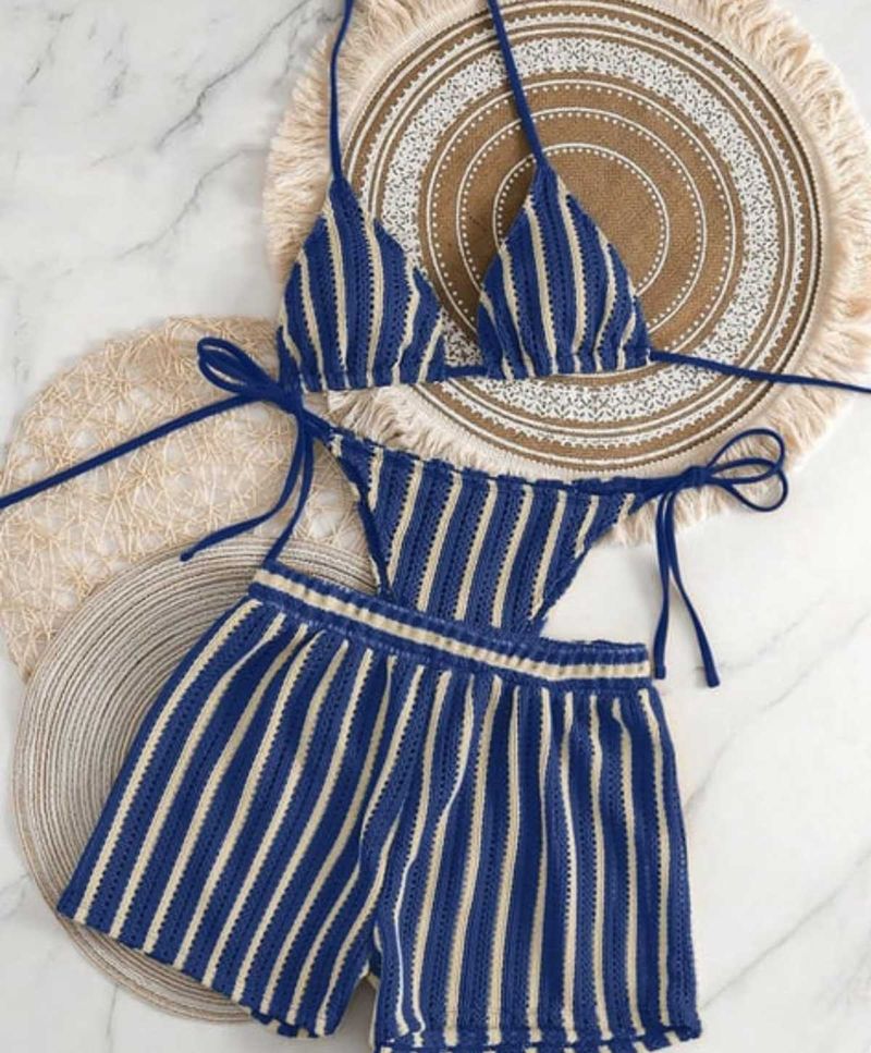 Striped Crochet Bikini Set never worn with tag and