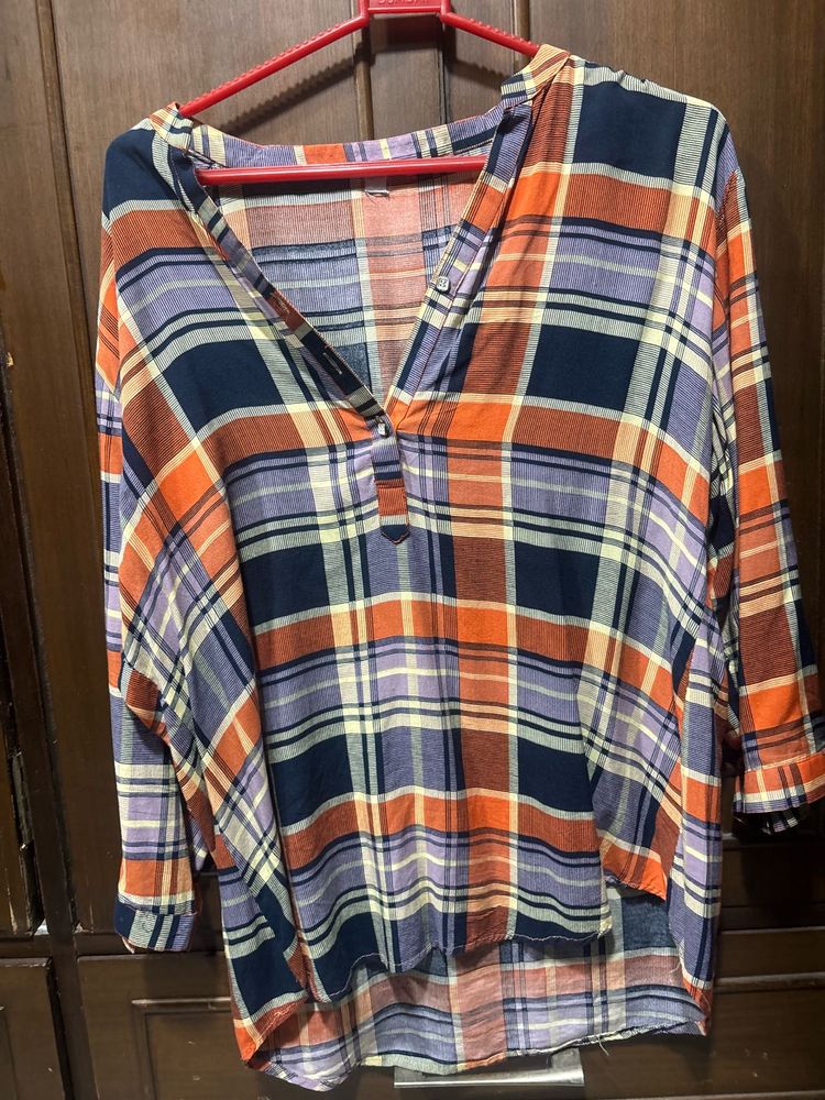 Cozy Plaid V-Neck Top