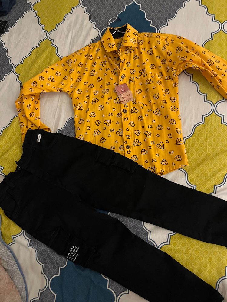 New Handsome Look Heart Shirt With Black Pant For