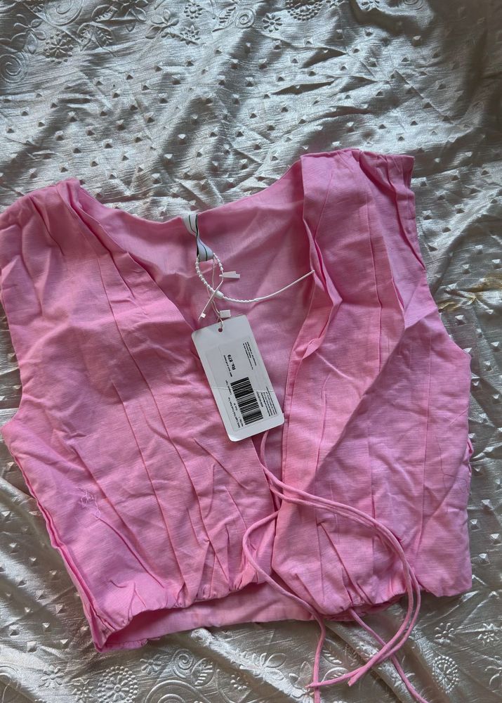 Pink Wrap Crop Top