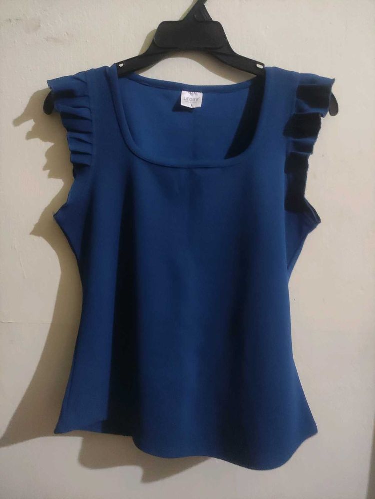 Stylish Blue Cap Sleeve Top