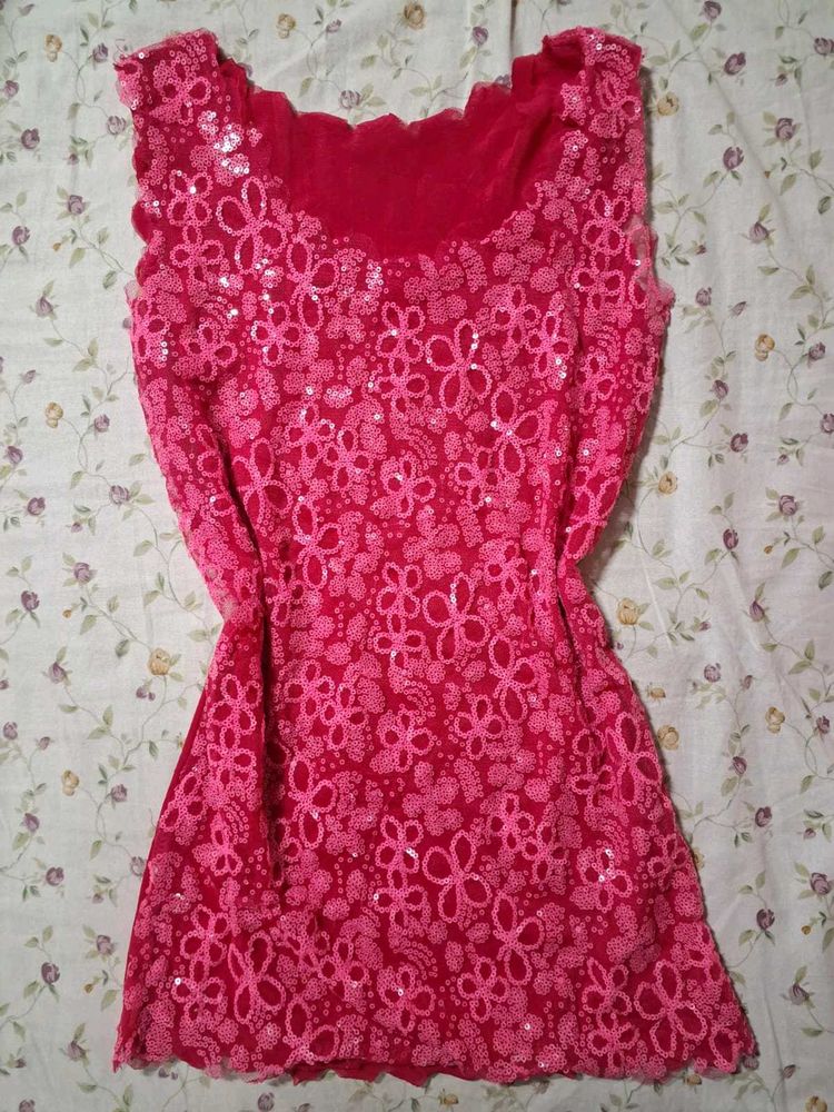 Y2K Pink Sequined Top