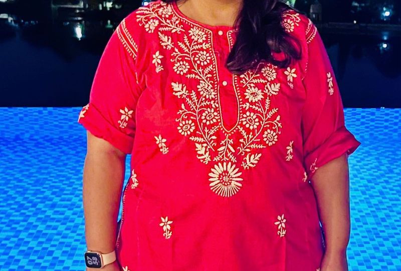Red Embroidered Kurta