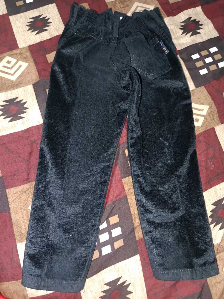 Kids Black Velvet Pants