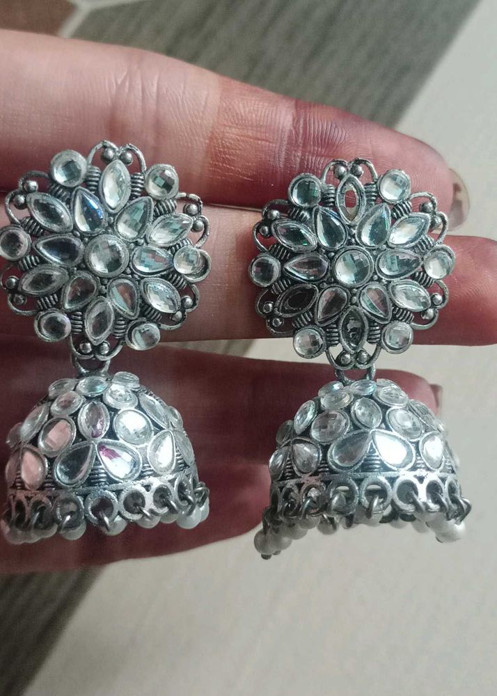 Silver Jhumka Earrings